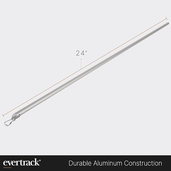 Curtain Wand - Aluminum Curtain and Drapery Pull Rod with Stainless Steel Hardware for Curtains, Draperies, and Room Divider Curtains - 24 Inches, Satin Nickel - Pack of 2