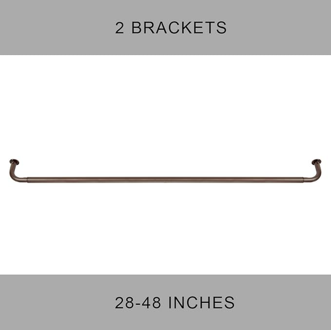 Room Darkening Curtain Rod, Wrap Around Design, Extra-Thick 1-Inch Diameter Single Drapery Rod, Extendable Metal Rod Set for the Blackout Curtains and Sheer (Coffee Gold, 28-48")