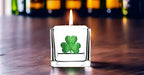 THE QUEENS' JEWELS Shamrock Jeweled 4x4 Candle Holder Vase - Unique Gift for Women, Birthday, Cute, Fun, Cocktail, Queen, Not Painted, Decorated, Bling, Bedazzled, Rhinestone