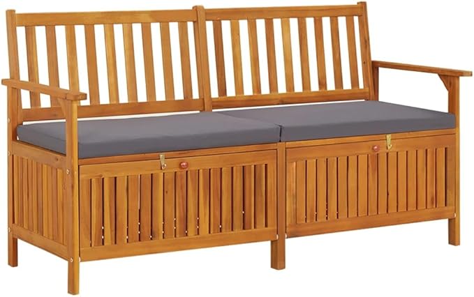 vidaXL Outdoor Storage Bench Deck Box for Patio Furniture Solid Wood Acacia