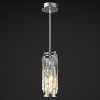 LMQNINE Chrome Pendant Lights Kitchen Island Modern Pendant Light, Crystal Pendant Light Fixture Mini Pendant Light, Pendant Lighting for Kitchen Island Bedroom (Chrome 1-Pack)