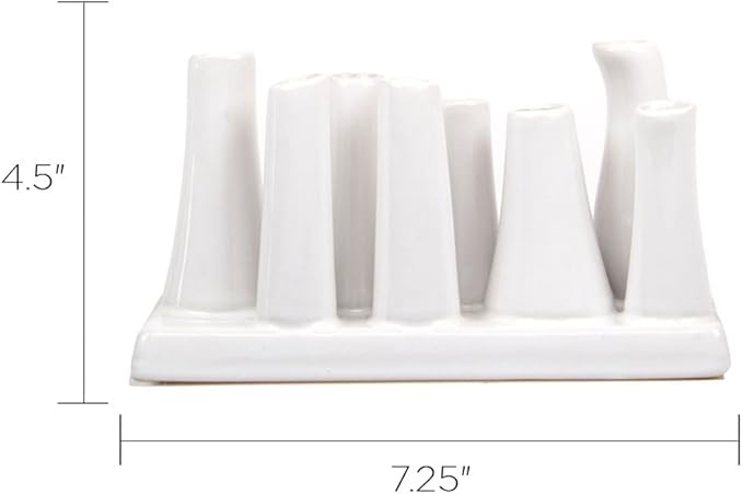 Chive - Pooley 2, Ceramic Flower Vase, 8-Tube Shape (White)