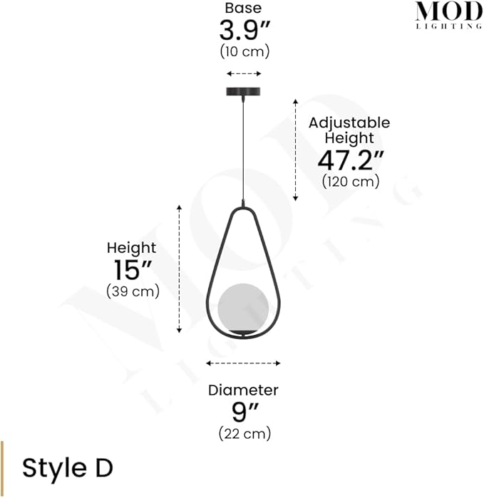 𝗠𝗢𝗗 𝗟𝗜𝗚𝗛𝗧𝗜𝗡𝗚 Jewels & Pearls | Modern Black Pendant Light Fixture, Hanging Globe Pendant Light for Kitchen Island Lighting, Dimmable LED Bulb Included, 1 Pack (Black | Warm White | Droplet)