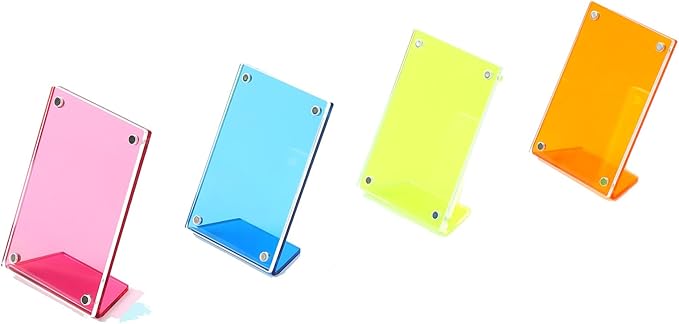 Acrylic Magnetic Picture Frames for Instax Polaroid,Table Top Mini 2x3 Wallet Size Photo Frame for Desk Decor (colorful 4 pack)