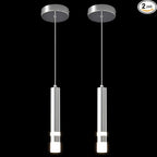 Modern Pendant Light Kitchen Fixture Dimmable LED Chrome Mini Pendant Lighting fo Kitchen Island Bedroom Bedside Table Small Pendant Lights (2-Pack)
