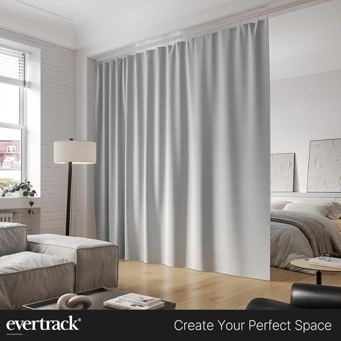 Curtain Track - Ceiling Mounted Curtain Rail for Curtains, Drapes, and Room Dividers - USA Made - Small (8 Feet), Pure White