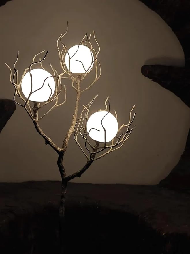 Tree Branch Floor Lamp for Living Room, 3-Light Gothic Moon Branch Floor Lamp, Wood Grain Resin & Metal Base for Farmhouse, Bedroom, Office,Halloween Decor(63")