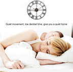 Large Industrial Wall Clock with Roman Numerals, Indoor Silent Non-Ticking Retro Clock, Vintage Metal Decorative Black Metal Art Clock Battery Operated for Home Kitchen Cafe Hotel Office Decor