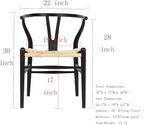 Tomile Solid Wood Wishbone Chair Y Chair Mid-Century Armrest Dining Chair, Hemp Seat (Ash-Black Frame + Natural Cord)