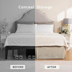 MIYE Pleated Waffle Weave Bed Skirt, Tailored Dust Ruffle 14 Inch Drop Easy Fit, Machine Washable (Cream, Full - 14" Drop)