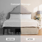 MIYE Pleated Waffle Weave Bed Skirt, Tailored Dust Ruffle 12 Inch Drop Easy Fit, Machine Washable (Cream, King - 12" Drop)