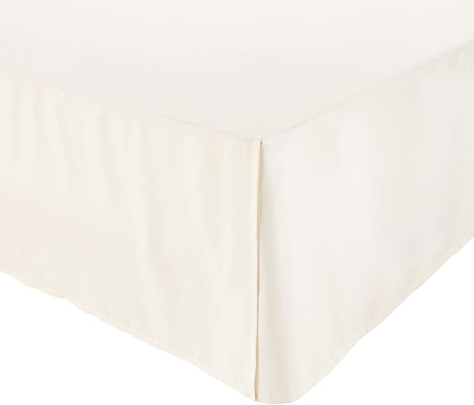 Amazon Basics Lightweight Pleated Bed Skirt, Full, Off White, Solid