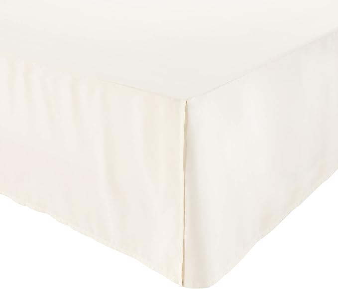 Amazon Basics Lightweight Pleated Soft Machine Washable Bed Skirt, King Size, Off White, Solid
