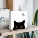 Black Cat Desk Decor, Office Decorations for Work, Cat Lover Gifts for Women, Cat Gifts for Girls, Cat Lover Gifts, Wooden Box Decor Sign for Home Farmhouse Living Room Bedroom Bathroom Classroom Gym
