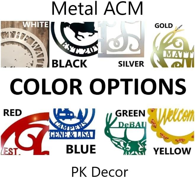 PK Décor Initial Letter Decor for Wall, Metal ACM Initial Sign for Home, 24 inch Block Weatherproof Outdoor Decor, Cursive Letter Circle Monogram Wreath Wedding Gift for Couple