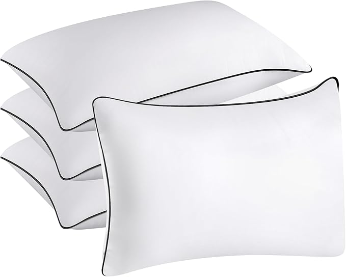 Hotel Quality Cooling Queen&King Size Bed Pillows Set of 4 - Soft, Firm, and Supportive Down Alternative Pillows for Back, Stomach, and Side Sleepers