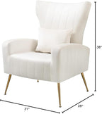 X-VOLSPORT Velvet Accent Chairs Set of 2, Mid Century Modern High Back Living Room Chair with Waist Pillow, Upholstered Arm Chair with Metal Gold Legs for Bedroom, Club, White