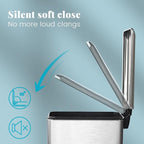 8 Gallon Trash Can, Stainless Steel Kitchen Trash Can with Removal Inner Bucket and Soft-Close Lid, Step on Trash can 30 Liters, Durable Metal Garbage Can for Home, Bathroom, Office