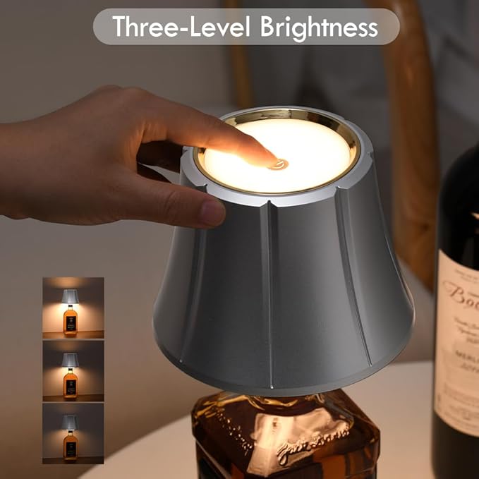 WILIT Wireless Bottle Lamp for Liquor Bottles, Dimmable Cordless Table Lamp Shades, Battery Operated Night Light for Bedroom, Home Bar Decor, Living Room, Dinning, Party, Women Gifts, Men Gifts