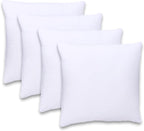 GOLD TEXTILES White Throw Pillows Insert (Pack of 4) - 18 x 18 Inches Polyester Sham Stuffer Throw Pillow - Lightweight Square Indoor Decorative Pillows - Bed and Cushion Couch Pillows
