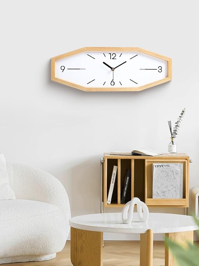 Wooden Retro Wall Clocks, 18 Inches Square Clocks Rectangular Wall Clock Battery Operated Silent Non-Ticking, for Kitchen Living Room Office Home Desk Bedroom (Primary Color)