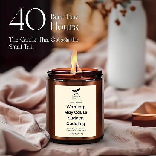 Vanilla Cinnamon Soy Jar Candle – 6.3oz Handmade Scented Candle for Stress Relief – Non-Toxic, Long-Lasting & Odor Eliminating – Aromatherapy Gift for Home, Spa, Birthday, Couple