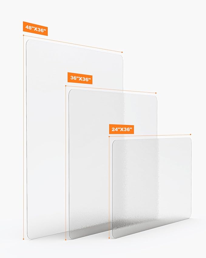 Small Clear Area Mat, 3'×3' PVC Waterproof Hard Floor Mat for Under Refrigerator, Under Plant Pots