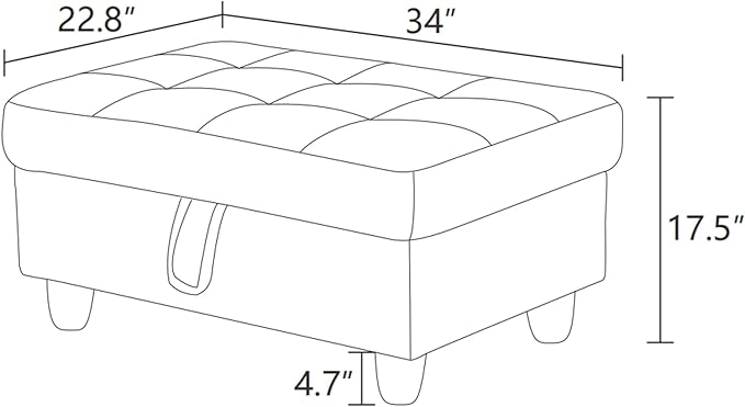 Ottoman Rectangular Storage Ottoman Bench, Flannel Footrest Stool Footstool with Lid for Living Room, Bedroom, Entryway, Dark Blue&Brown, 35"x23.5"x17.5"