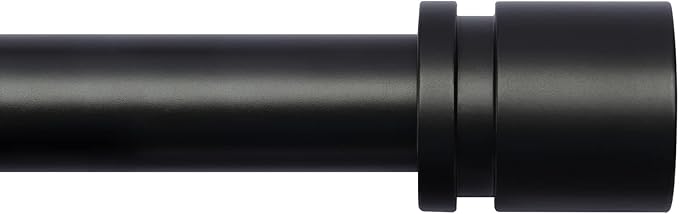 Curtain Rods for Windows 16 to 144 Inches Adjustable Length 1 Inch Diameter Window Curtain Rod with Aluminium Finials, Black