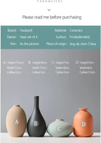 Small Ceramic Vase Set of 4 for Modern Home Decor, Minimalist Bohemian, Round Matte Vases for Dried Flowers&Pampas Grass, Office, Shelf, Living Room, Bedroom, Entryway Decor