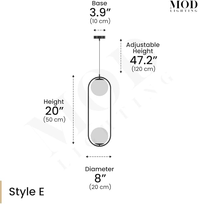 𝗠𝗢𝗗 𝗟𝗜𝗚𝗛𝗧𝗜𝗡𝗚 Jewels & Pearls | Modern Black Pendant Light Fixture, Globe Pendant Light for Kitchen Island Lighting, Dimmable LED Bulb Included, 1 Pack (Black | Warm White | Long Oval)