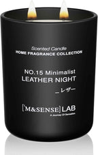 M&SENSE Natural Soy Candle| Leather Night | 16.6 oz, 95H Burn | Minimalist Scented Candle for Relaxation, Gifting, Home Décor | for Bedroom, Office, Party Large