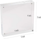 Meetu Acrylic 5x5 Picture Frame 5 Pack Clear Two Sided Desk Photo Frame Magnetic Frame Inner Size 4x4 with Gift Pack for Display Family Pictures Baby Photos Friends Pictures Pet Dog Picture
