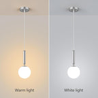 Modern Hanging Light Fixture Pendant Lighting for Kitchen Island Mid Century Chrome Pendant Lights with Globe Milky White Glass Pendant Light for Bedroom Bathroom Entryway (1 Pack)