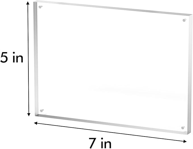 5x7 Acrylic Picture Frame 3 Pack, Clear Freestanding Double Sided Frameless Magnetic Photo Frames, Desktop Display Decor Gift