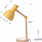 Table Lamp,Wooden Adjustable Tri-Color Desk & Bedside Lamp for Office, Living Room, Bedroom & Kids Room (Yellow)