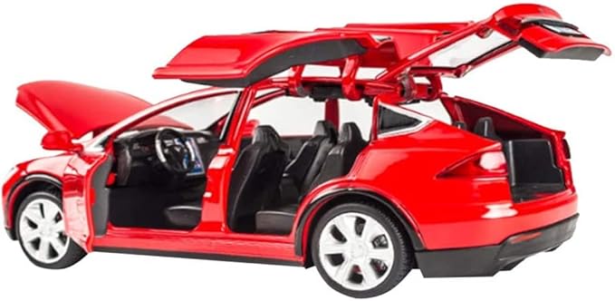 Toy Car Model X, Pull Back Car Toys Alloy Vehicles with Lights and Sound 1:32 Scale Model Car (Red)