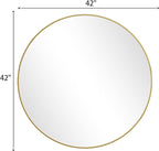 BEAUTYPEAK 42 Inch Round Mirror, Metal Frame Circle Mirror, Wall Mounted for Entryway, Bathroom, Vanity, Living Room, Gold