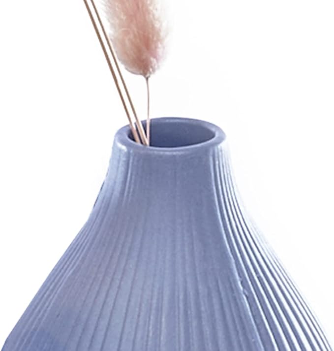 Chive ‘Frost’ Ceramic Flower Vase — Set of 6 Beautiful Small Bud Vases for Flowers & House Plants — Perfect Shelf Centerpieces and Living Room Decor — Blue Gray