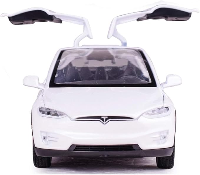Toy Car Model X, Pull Back Car Toys Alloy Vehicles with Lights and Sound 1:32 Scale Model Car (White)