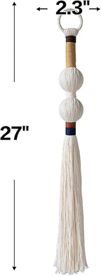Macrame Wall Hanging Boho Decor Yarn Wall Art Small Sphericity Cotton Textile Tassel Hanging Fiber Art for Living Room Bedroom 27'' L x 2.3'' W