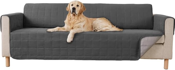 GORILLA GRIP Patented Waterproof Slip-Resistant Oversized 78” Sofa Protector Cover, for Leather or Fabric Couch Cushion, Large Microsuede Furniture Covers Pets, Machine Washable Slipcover, Charcoal