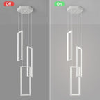 Modern Kitchen Pendant Light Fixture White 40W LED Pendant Light 3 Rings Rectangle Chandelier Pendant Lighting for Kitchen Island Living Room Dining Room Bedroom