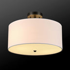 Globe Electric 61272 Maria 1-Light Flush Mount Ceiling Light, Dark Bronze, White Fabric Shade,Brown, Bulb Not Included