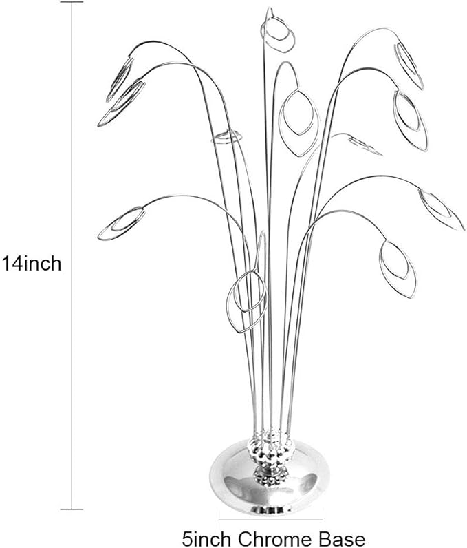 HOHIYA Photo Tree Holders Gift Card Money Picture Display Stand Clip Lottery Ticket Christmas Wedding Greeting Birthday Party Gift Silver Iron 14 Inch Taiwan Made