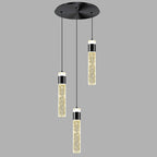 Dimmable 3-Light Pendant Lights Kitchen Island Crystal Hanging Light Modern Black Ceiling Light for Dinning Room Living Room