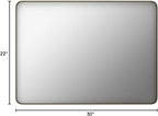 Bronze Bathroom Mirror 22x30 Inch, Brushed Bronze Metal Frame Mirror for Wall, Rounded Rectangle Bathroom Vanity Mirror with Tempered Glass, Anti-Rust, Horizontal/Vertical