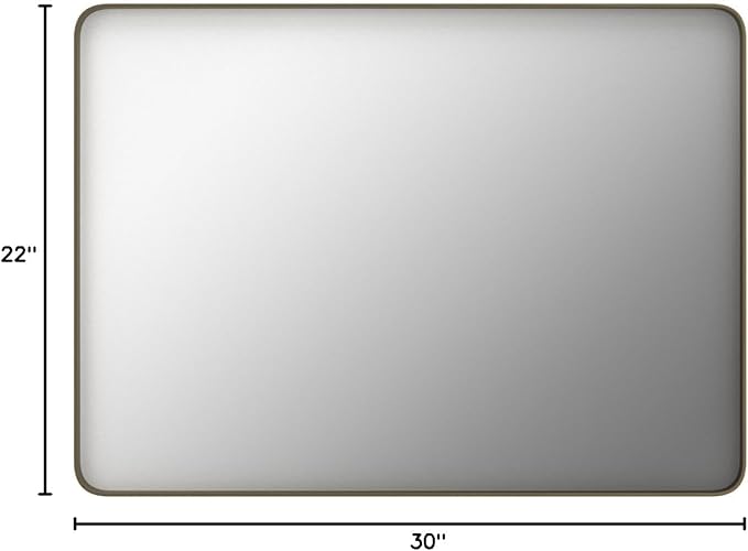 Bronze Bathroom Mirror 22x30 Inch, Brushed Bronze Metal Frame Mirror for Wall, Rounded Rectangle Bathroom Vanity Mirror with Tempered Glass, Anti-Rust, Horizontal/Vertical