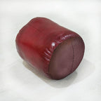 Round Shaped Goat Leather Handmade Eco-Friendly Dark Pink Pouf - Round Pouf, 14" x 14"x 14", Plain Solid Pouf, Goat Leather Pouf, Recycled Foam with Fibre Fill Stuffed Pouf, Leather Pouf PF12