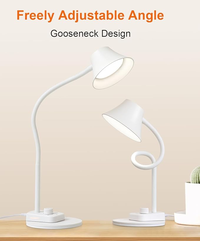 BOHON LED Desk Lamp for Home Office, Fully Dimmable Bedside Lamps with USB A and C Charging Port, 5 Colors Reading Lamp with Night Light, Auto Timer, Table Lamp for College Dorm Room White